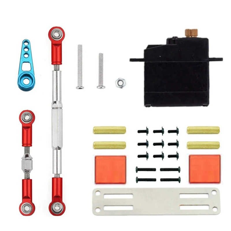 

2X 17G Metal Gear Servo And Steering Link Rod Servo Mount Set For WPL C14 C24 1/16 RC Car Upgrade Parts Accessories