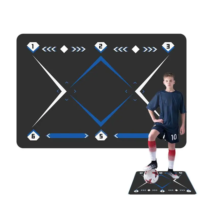 

Football Footstep Training Mat 90x60cm Soccer Trainer Rug Dribble Pad Non-Slip Silent Football Agility Training Floormat For