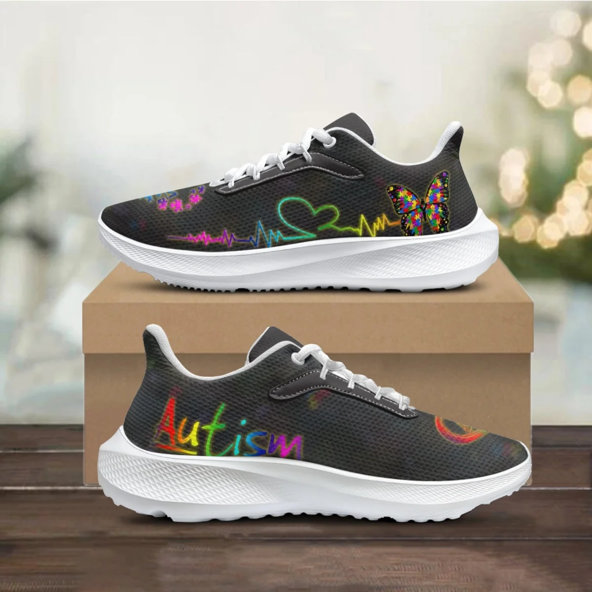 

Autism Cancer Awareness Heart Beat Butterfly Pattern Flat Shoes for Women Men Luxury Sneakers Couple Vintage Platform Footwea