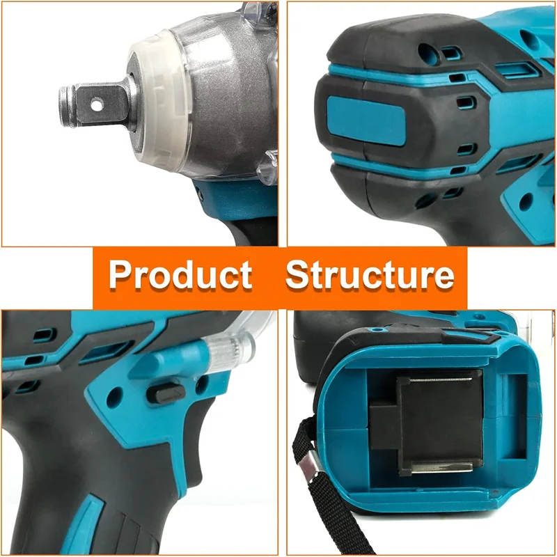 2 IN 1 Brushless Cordless Electric Impact Wrench 1/2 inch   Screwdriver Socket Power Tools  Compatible for Makita 18V Battery 5