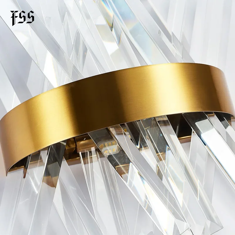 Luxe Crystal Wandlampen Gouden Lamp Led-lampen Armaturen Voor Slaapkamer Woonkamer Indoor Lustre Ac 110V 220V