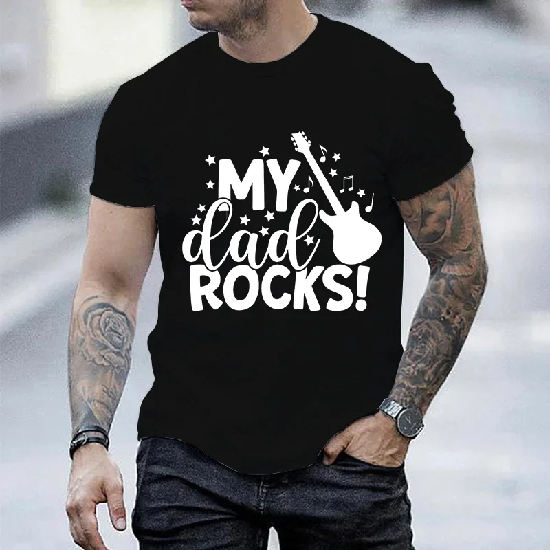 

My Dad Rocks Funny T-Shirt Men Summer Tshirts Streetwear Fun Daddy T Shirt Short Sleeve Men Tshirt Best Dad Ever Tops Tee Shirts