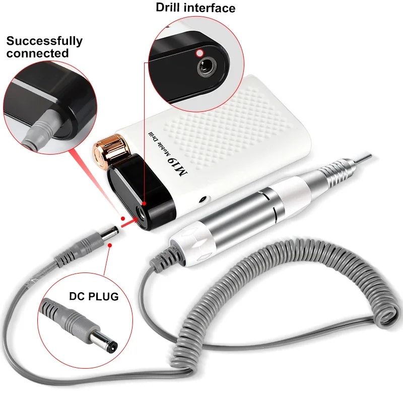전기 네일 드릴 펜 핸들 파일 폴란드어 그라인드 머신 핸드 피스 매니큐어 페디큐어 도구 DC & 3 핀 플러그 네일 드릴 액세서리