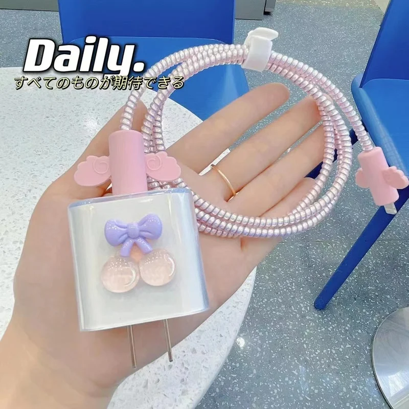 Cherry Charger Cable Protector Rope Cable Winder Per Apple 18W 20W Wave Silicone Cable Protector Linea Dati Per Iphone 11 13Pro