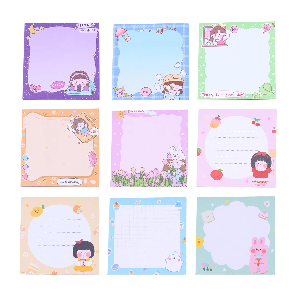 Korean Cute Kawaii Memo Pads Diary Women Girl Pink Notepads Bunny Sticky Notes Back to School Supply Stationery Post Tab Planner