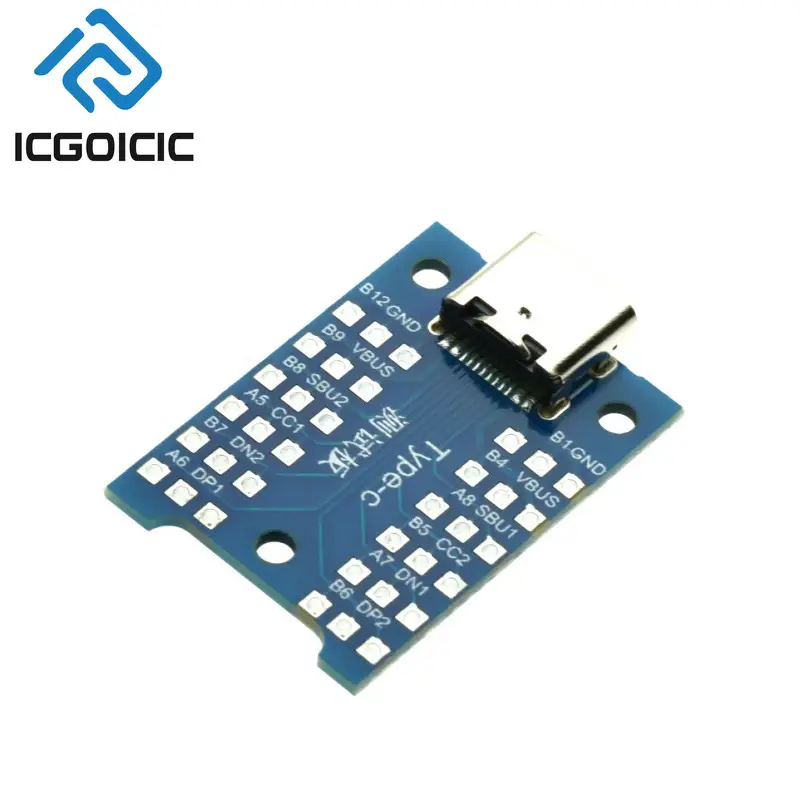 1-50pcs USB Type-C Breakout Board – All Pins Exposed, VBUS GND DP DN CC SBU, for Charging & Data Debugging, DIY Electronics image 5