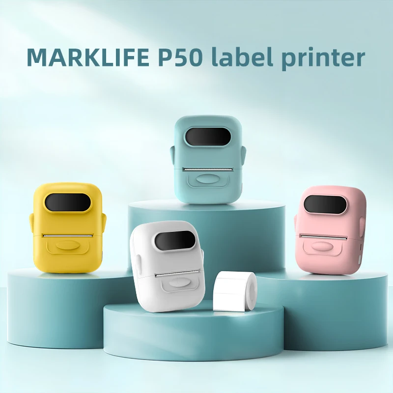 MarkLife P50 미니 휴대용 열전사 프린터 무선 블루투스 호환 라벨 태그 홈 오피스 라벨링 스티커 기계