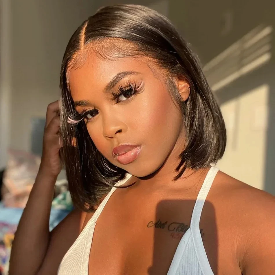 

4x4 Closure Straight Lace Bob Glueless Wig Pre Plucked Transparent Wigs For Women 13x4 Lace Frontal Bob Brazilian Human Hair Wig