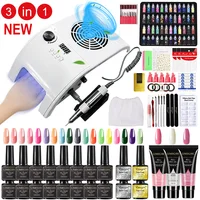 3 In 1 Nail Art Machine Set Nail Set with Gel Nail Polish Kit Poly Nail Set Nail Lamp Nail Drill Manicure Vacuum Cleaner Sets 2