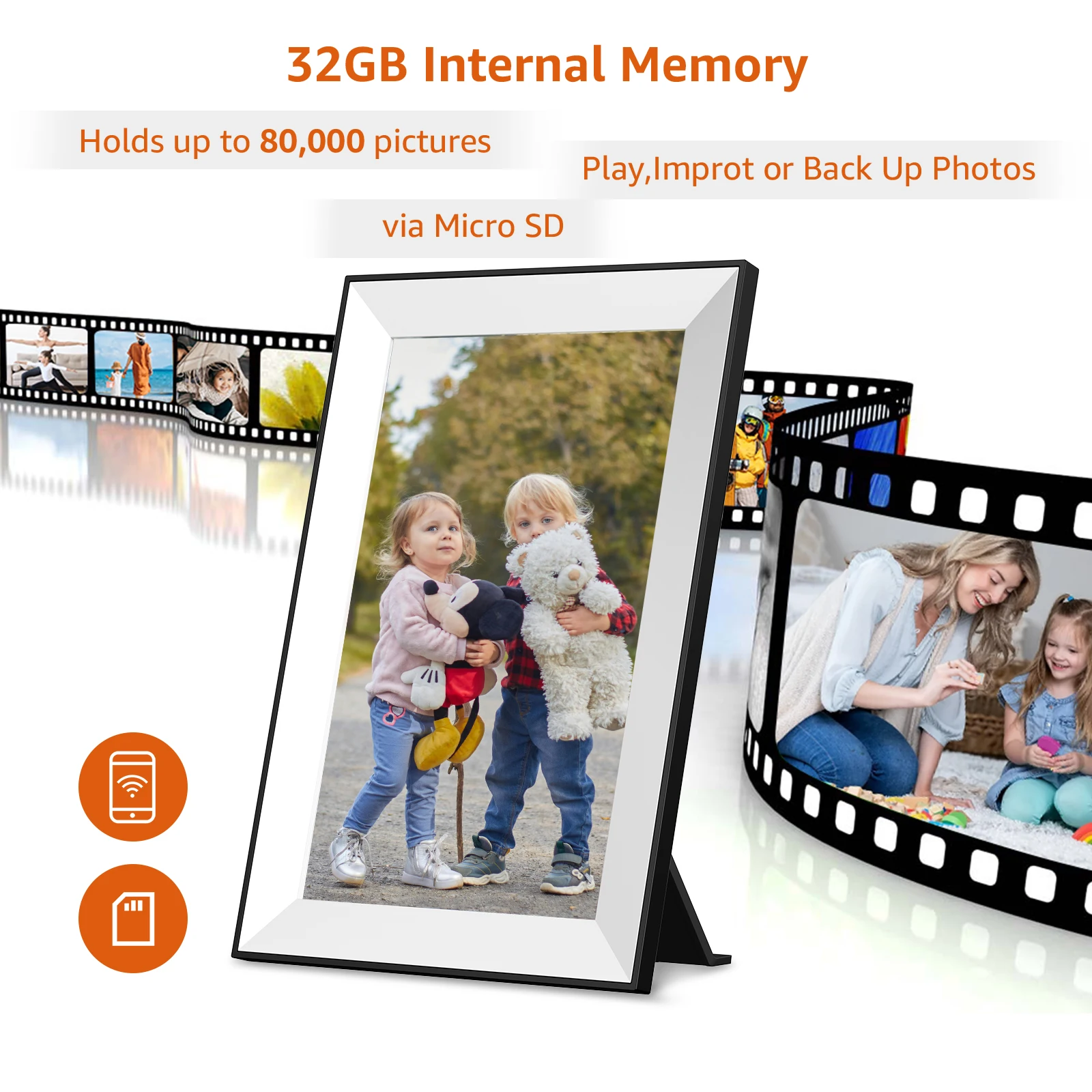 Descargar Frameo Para Android Marco De Fotos Digital WiFi De 10.1 Pulgadas  Con Almacenamiento De 32 GB, Frameo 1280 X 800 HD IPS Pantalla Táctil  Inteligente Marco De Fotos Digital Electrónico, Comparte, image size:1600x1600