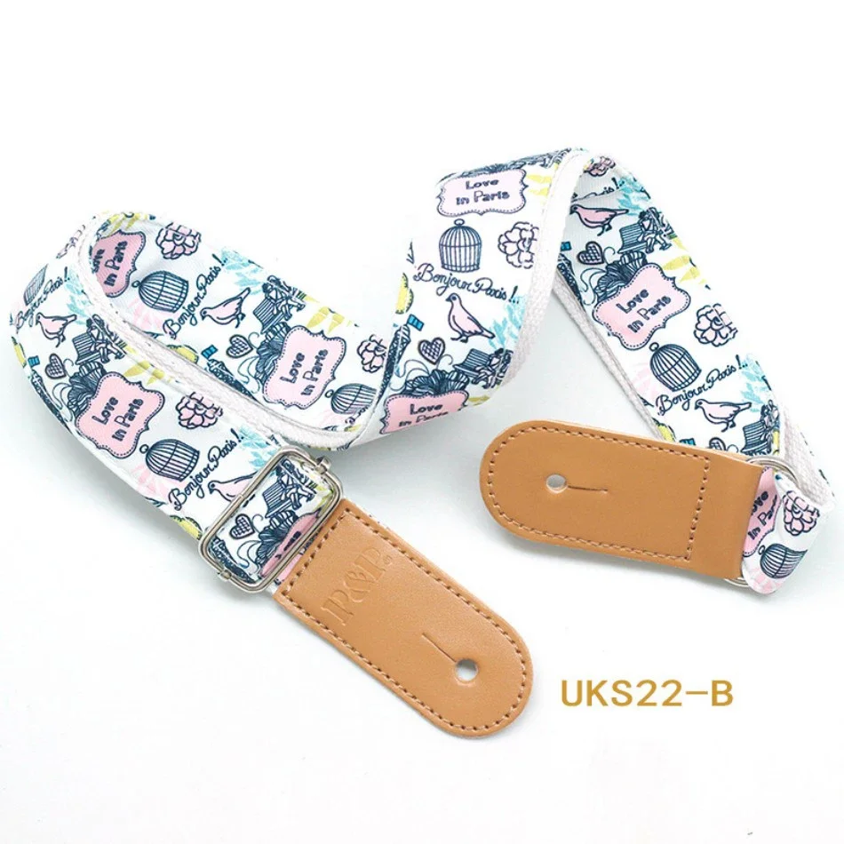 Ukulele Guitar Strap Cotton Cartoon Cute Strap Belt Adjustable Leather End Guitar Accessories