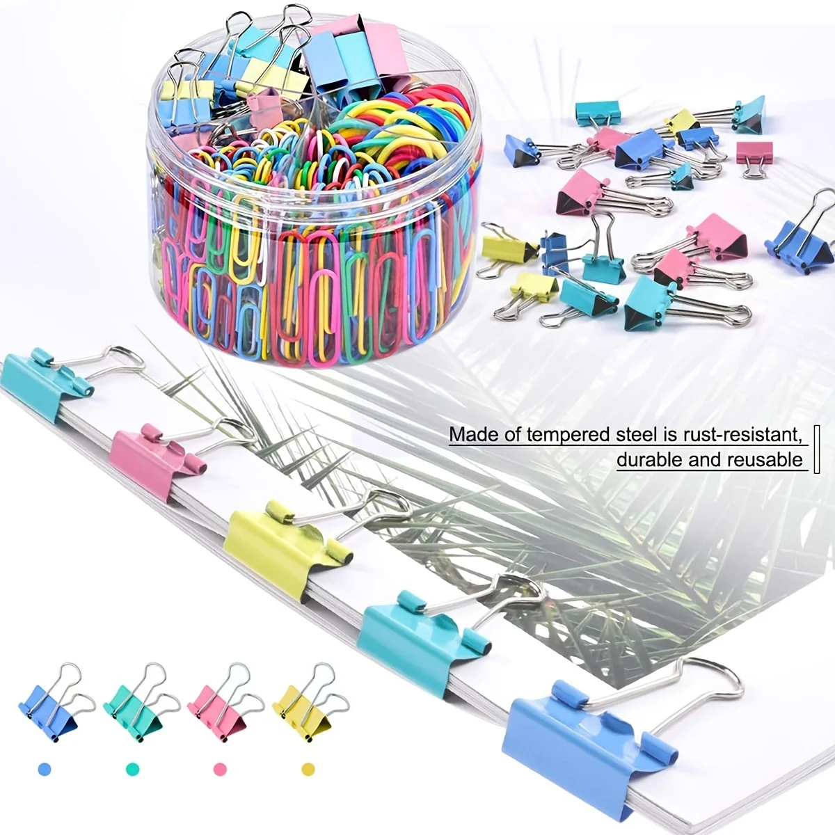 Paper Clips 240PCS Color Office Clip Set Multi Size Office & School Supplies Rubber Band Document Sorting