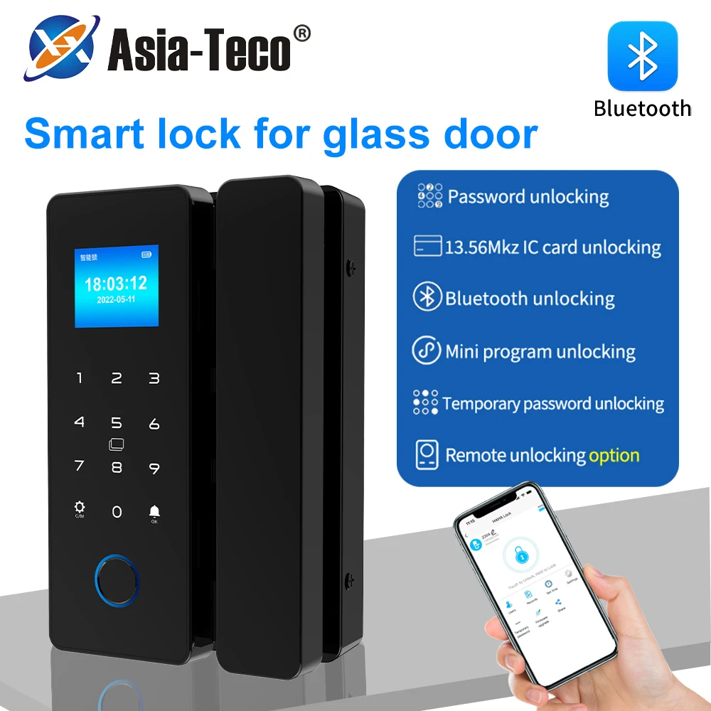 smart-phone-hahalock-app-fingerprint-lock-bluetooth-glass-sliding-door-smart-lock-electronic-ic-card-lock-with-attendance-record