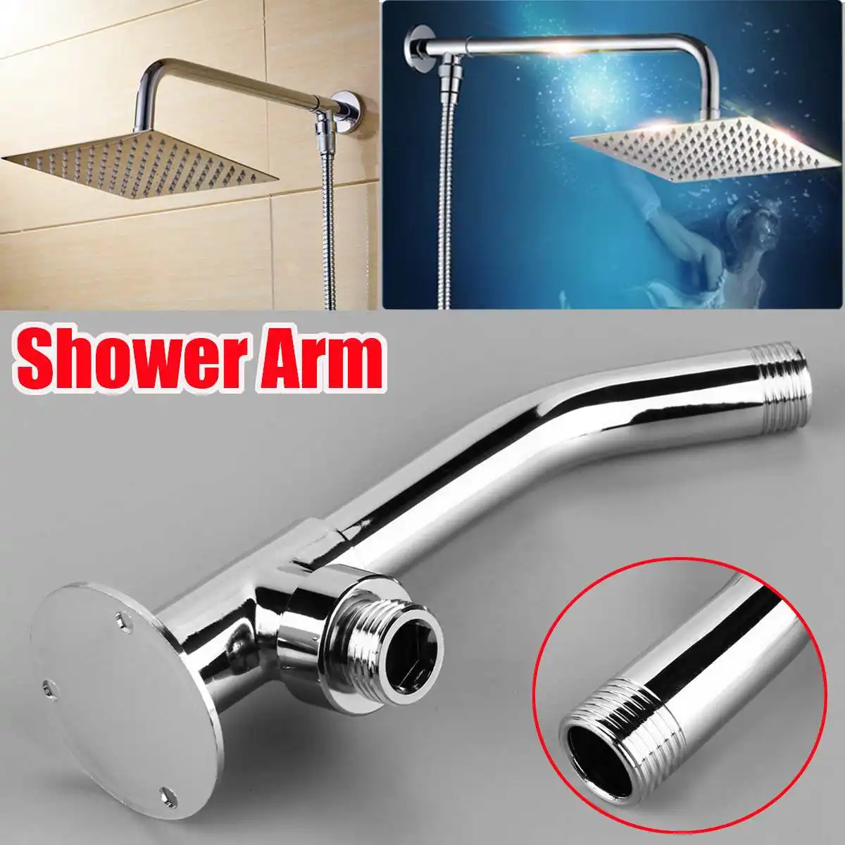

Wall Mounted Shower Extension Arm Set, Angled Extra Pipe, Stainless Steel Hose for Rain Shower Head, Bathroom Accessories,13.2cm