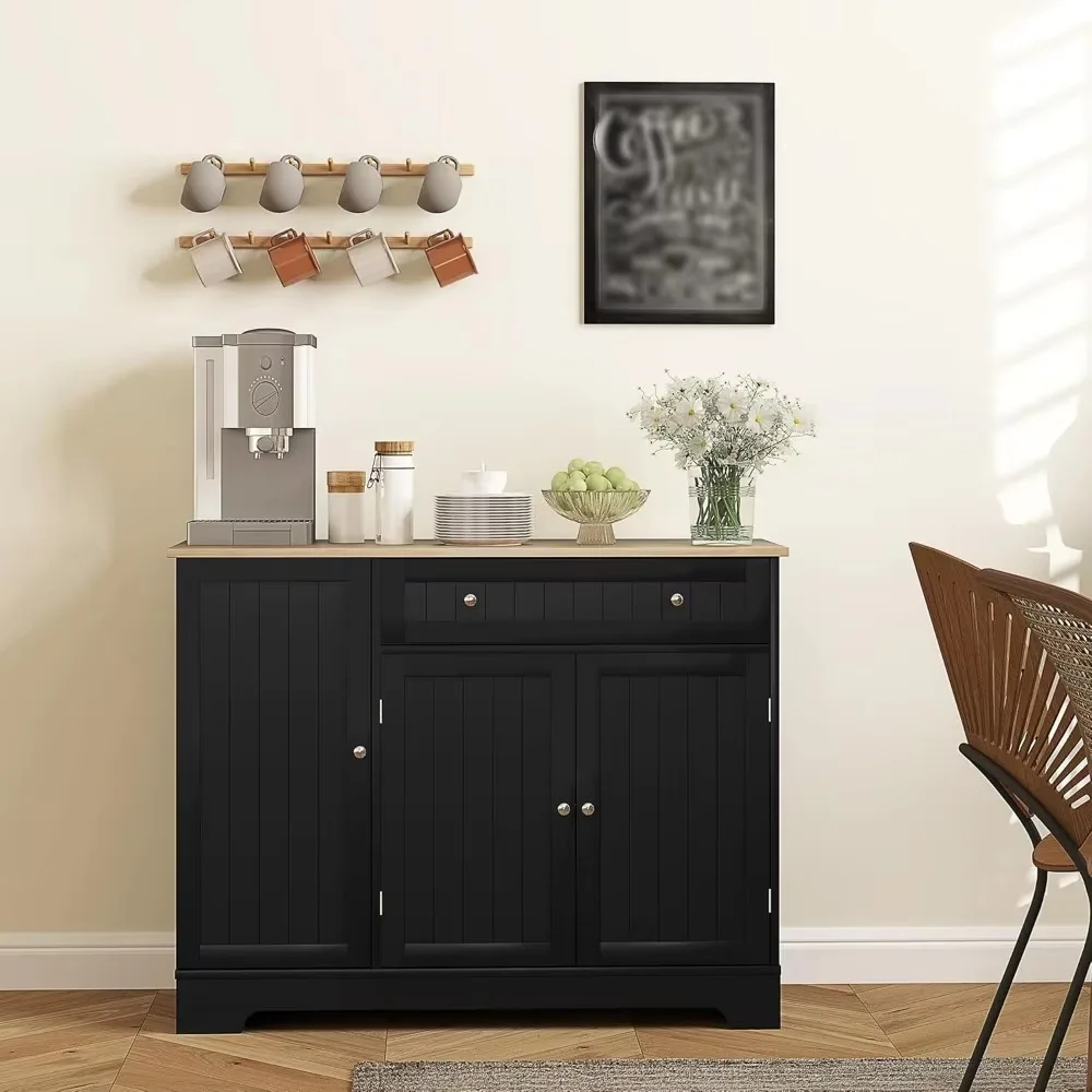 Modern Sideboard Buffet Cabinet with Storage, 41" Kitchen Pantry Cabinet with Door Shelves, Drawer, Adjustable Shelf, Cof 3