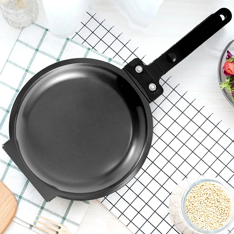 Frying Pan,Double Side Frying Pan Non-Stick Flip Folding Frying Pan BBQ Stable and Durable Cooking Tool for Home Kitchen, Green