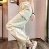 Green Women Tech Pants Drawstring Black Low Waist Wide Leg Trousers Oversized Sweatpant Baggy Joggers Streetwear Cargo Pant 3