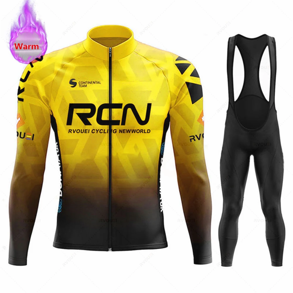 RVOUEI Thermal Fleece Cycling Clothing 2026 Team Winter, Men's Jersey Suit, Warm Bicycle Bike Clothes, MTB Maillot Ciclismo Hombre