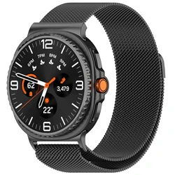 Premium Metal Milanese Loop Magnetic Bracelet Strap - Elegant Design - Watch 8 Classic 46mm (Gun gray)