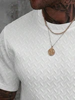 T-shirt jacquard à coupe classique pour homme, manches courtes, décontracté, pour la mode estivale, haut pour homme pour tous les jours 4