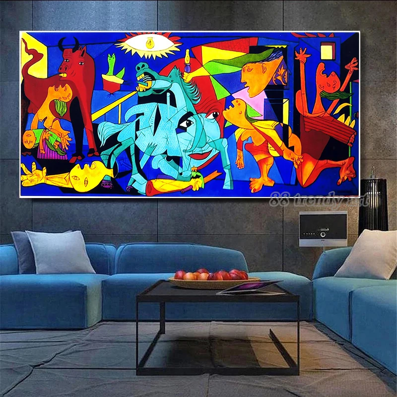 Grande Formato Guernica Di Picasso Pittura A Olio Stampe Su Tela Ritratto Astratto Tela Poster Corlorful Murale Soggiorno Decor