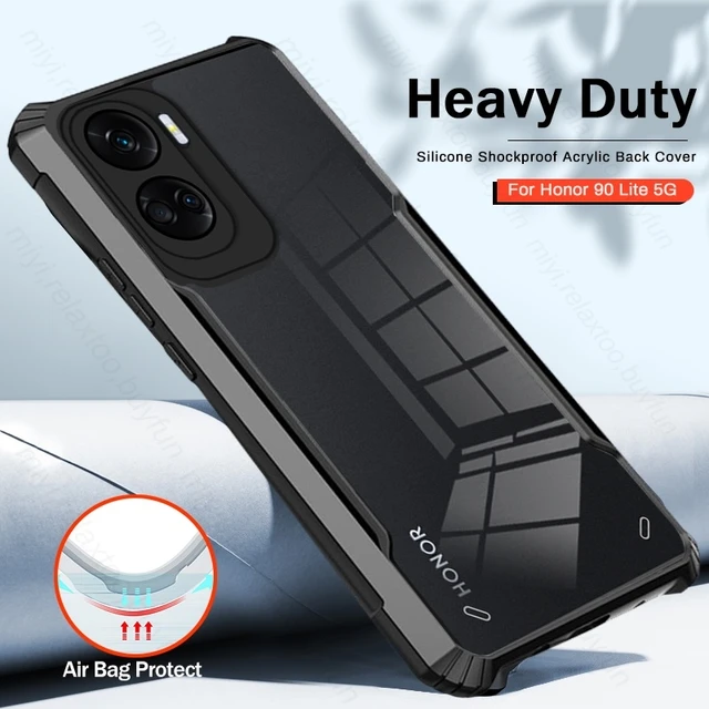 Transparent Acrylic Heavy Duty Shockproof Coque For Honor 90 Lite 5G Case  TPU Soft Frame Protect Fundas Honar Honer 90Lite Light - AliExpress