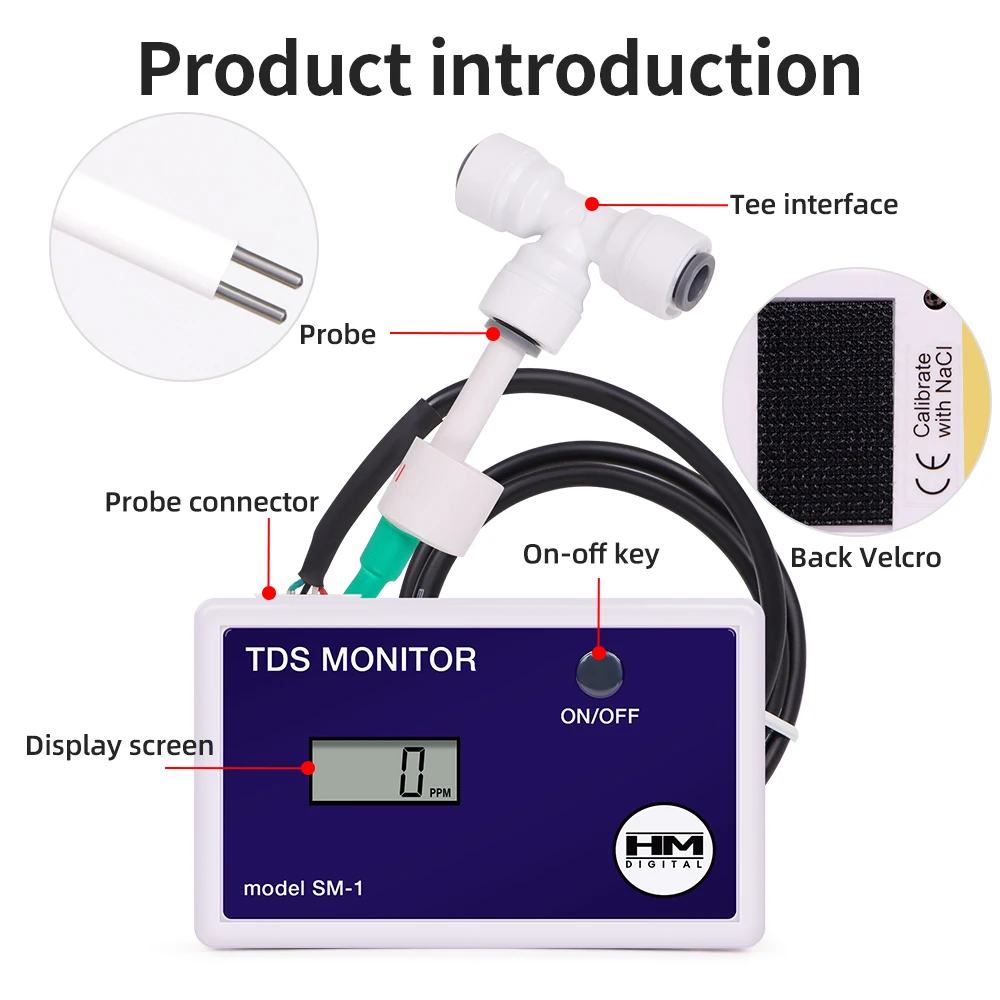 TDS-Monitor, dreifaches TDS-Messgerät, PPM-Wasserqualitätstester, 0–9990 PPM für Aquarien, Hydrokultur, Trinkwasser, 3/1 Sonde optional – Detail 19