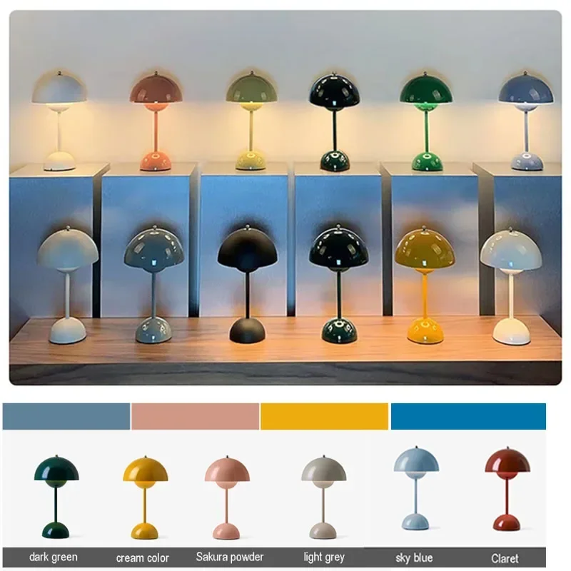 Modern Mushroom Flower Bud Rechargeable LED Table Lamps Desk Night for Bedroom Dining Touch Night Light Simple Hoom Decoration table lamp led night lamp