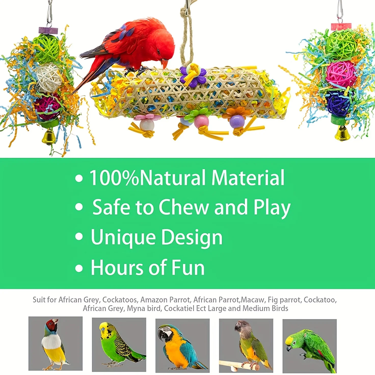 3pcs Parrot Foraging Toy Pack-Engaging Interactive Play Experience, Challenges Natural Behavior, Bird Toys for Parrots