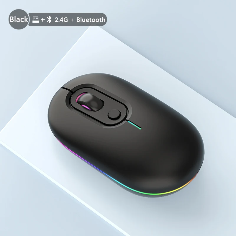 Rechargeable RGB Bluetooth Ergonomic Wireless Mouse with LED Backlit and Silent Clicks