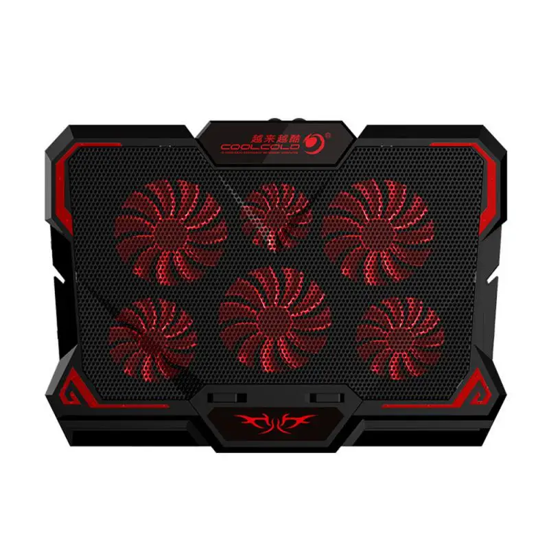 쿨콜드 노트북 쿨러, 6 팬 노트북 쿨링 패드, 2 USB 포트, LED 스크린, 14-17 인치 게임용 노트북 쿨러 스탠드, 2600RPM