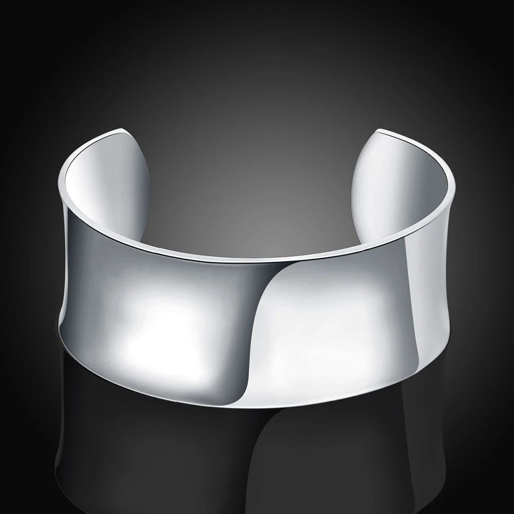 

925 Sterling Silver Smooth Thick Bangle Bracelets For Women Wedding Luxury Jewelry Accessories Wholesale Free Delivery Jewellery