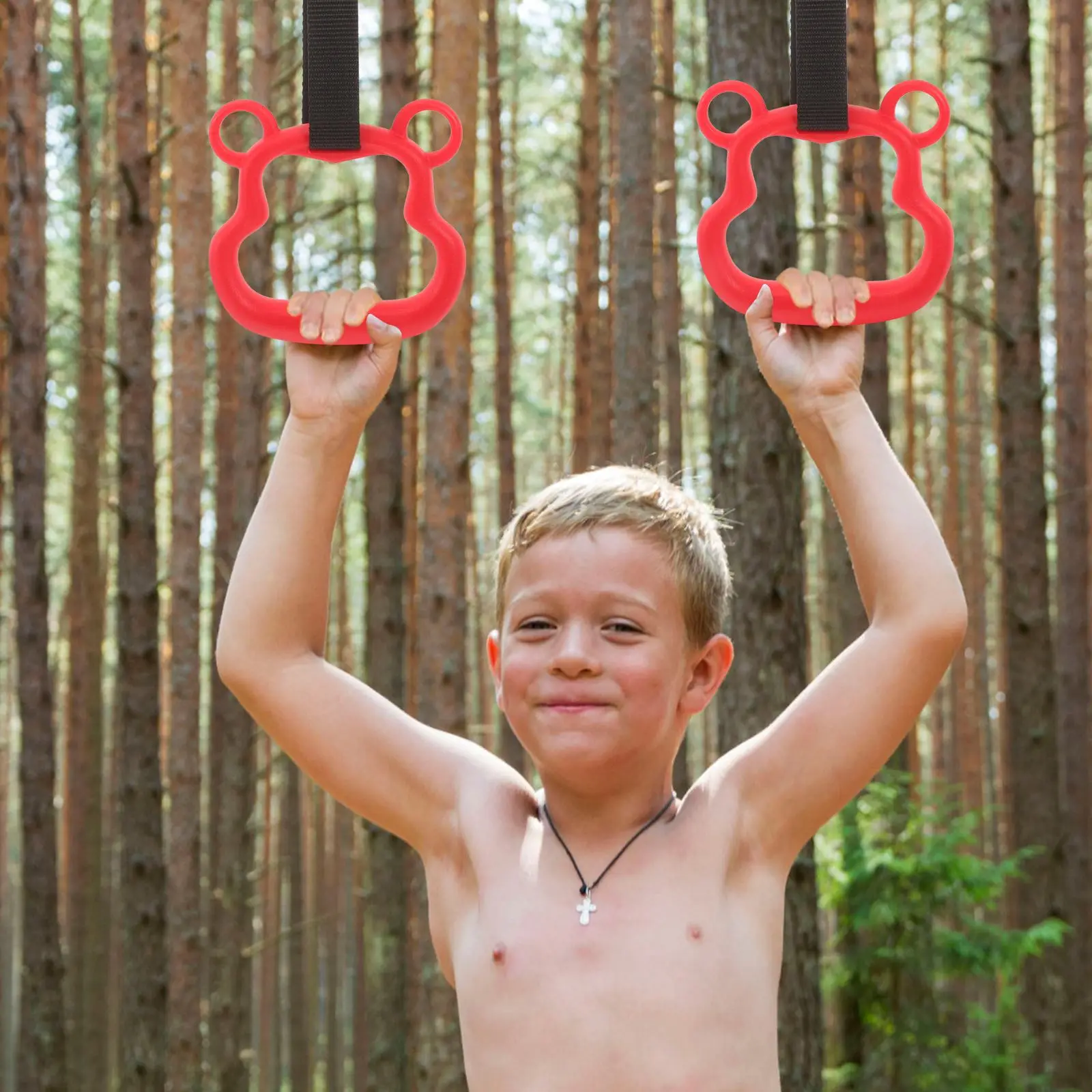 2Pcs Portable Gymnastics Rings Gym Pull-Up Equipment Hanging Rings Kids Workout Children'S Fitness Home Pull-Ups