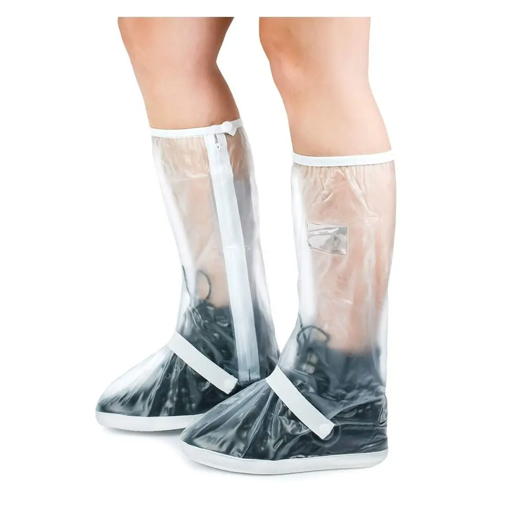 

1Pair White Shoes Cover Protector PVC Transparent Overshoes Waterproof L-Size Rain Boots Rain Day
