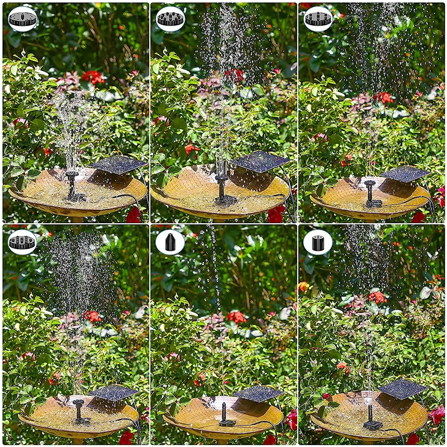 Solar Fountain Solar Fountain Pump Solar Water Pump AISITIN DIY Solar Water Pump Kit with 6 Nozzles DIY Water Feature Outdoor Fountain for Bird Bath Ponds Garden and Fish Tank