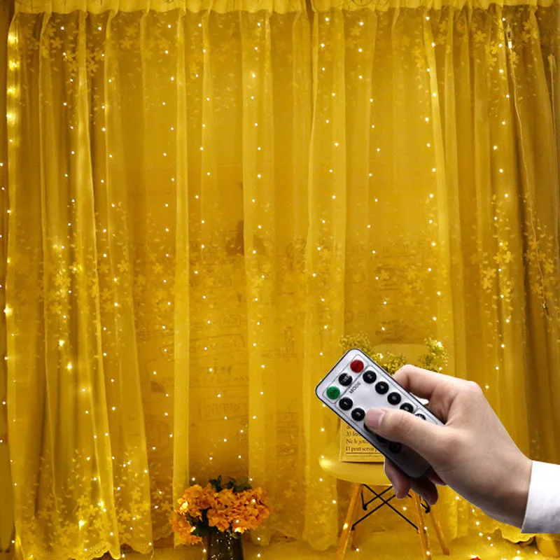 

3X3/3X2/3X1M Garland Curtain Fairy Lights Lamp Remote Control Usb Led Light String Lights Christmas Decorations for Home Window
