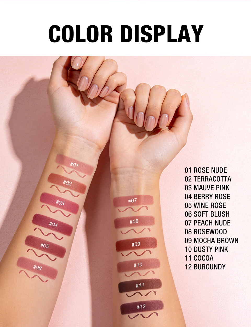 Double Ended Rose Nude Matte Lip Liner Waterproof Long Lasting_voghion.com