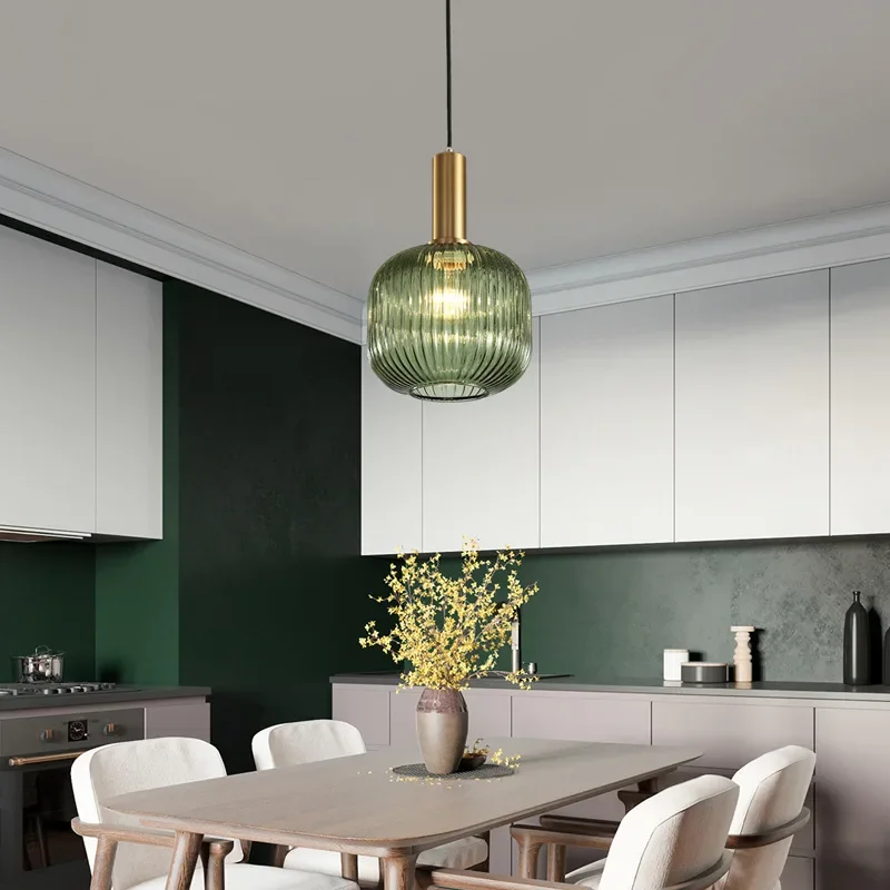 Nordic Modern Restaurant Pendant Lamp Bedroom Bedside Light Restaurant Kitchen Simple Colorfull  Glass Lighting Hanging Creative