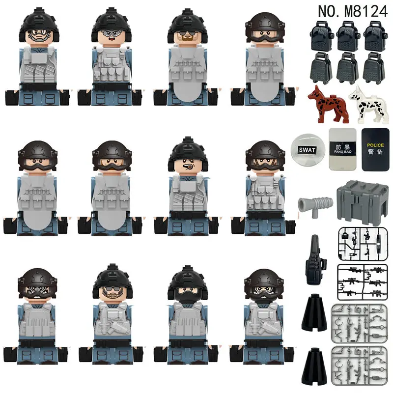 Modern City SWAT Ghost Commando Special Forces Army Soldier Figures Police Military Weapon Building Blocks Toy For Children Gift