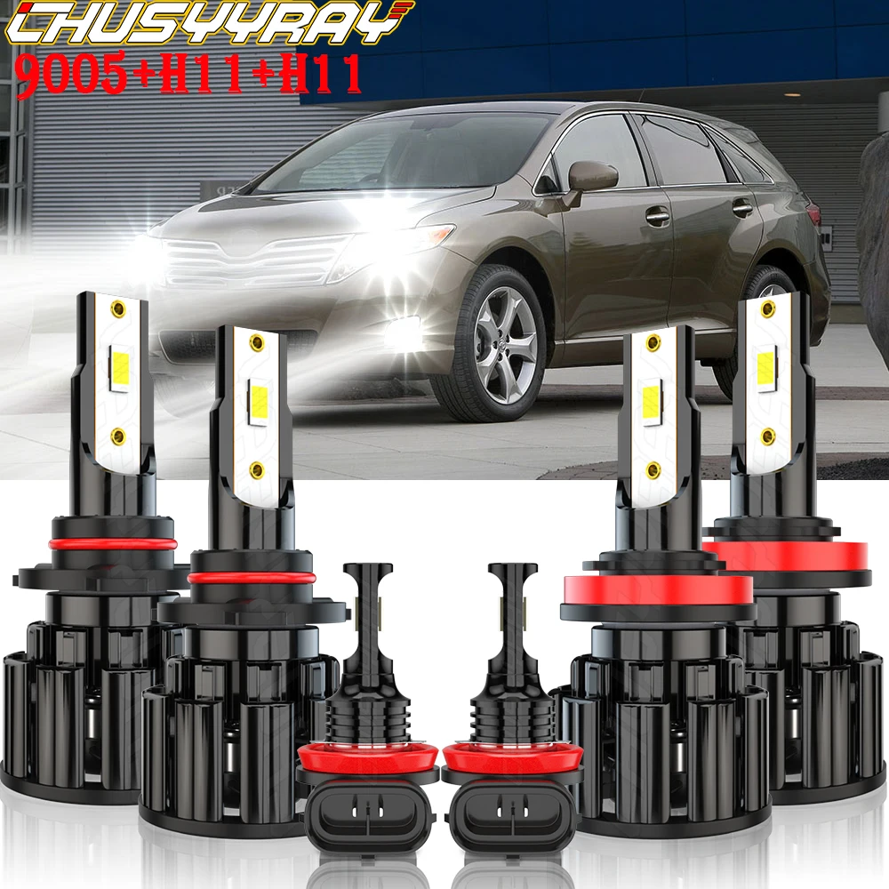 

CHUSYYRAY Compatible For Toyota Venza 2009 -2016 -6X 9005 H11 LED Headlight Hi/Low H11 Fog Light Combo bulbs Car accsesories