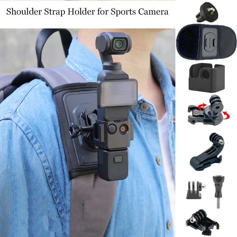 For DJI Action 5 Pro 4 Rotation Bag Backpack Shoulder Strap Mount Holder for Insta360 X5 X4 GoPro DJI Osmo Pocket 3