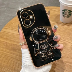 Astronaut Holder Plating Silicone Stand Case - Honor Series for honor X6A 5G (YHY Black)