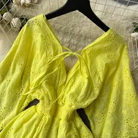 White/Purple/Blue V Neck Summer New Lace Embroidery Dress Women Short Sleeves Dresses Female Vintage Party Beach Midi Dresses - Image 5