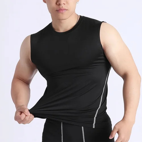 새로운 남성 탱크 탑 빠른 건조 피트니스 남성 티셔츠 민소매 o 목 남성 보디 빌딩 근육 T 셔츠 남성 탱크 탑 S-5XL 3