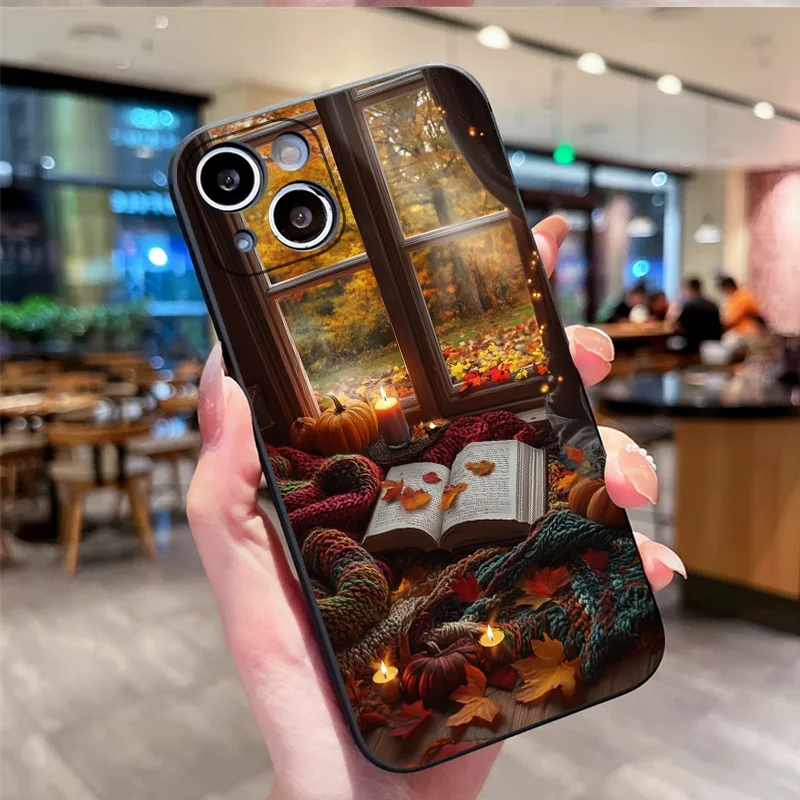 Autumn Landscape Maple Leaf Pumpkin Shockproof Phone Case - Soft Silicone Cover