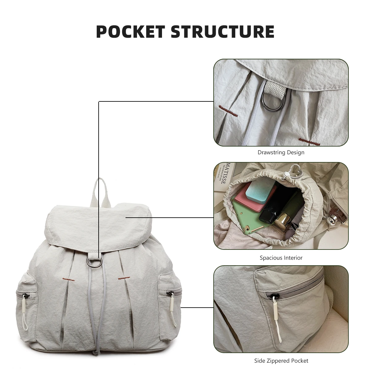 Lightweight Commuter Backpack for Women, Suitable for Outdoor Hiking, Large Capacity, Lightweight, Mommy Backpack for Walking with Kids, Hiking, Shopping, and Mountain Climbing