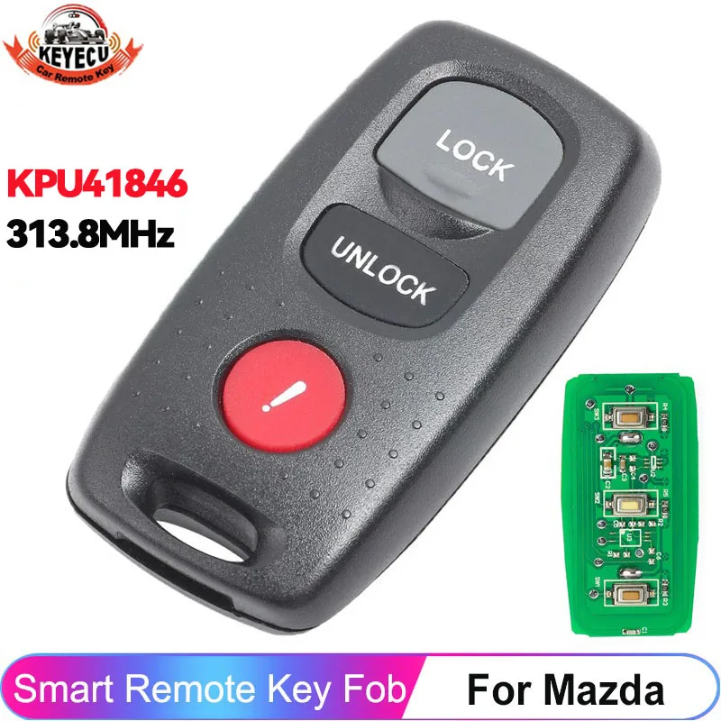 

KEYECU Model: 41846 / 41794 3 Button Fob For 2004 2005 2006 2007 2008 2009 Mazda 3 6 Remote Car Key FCC ID: KPU41846 KPU41794