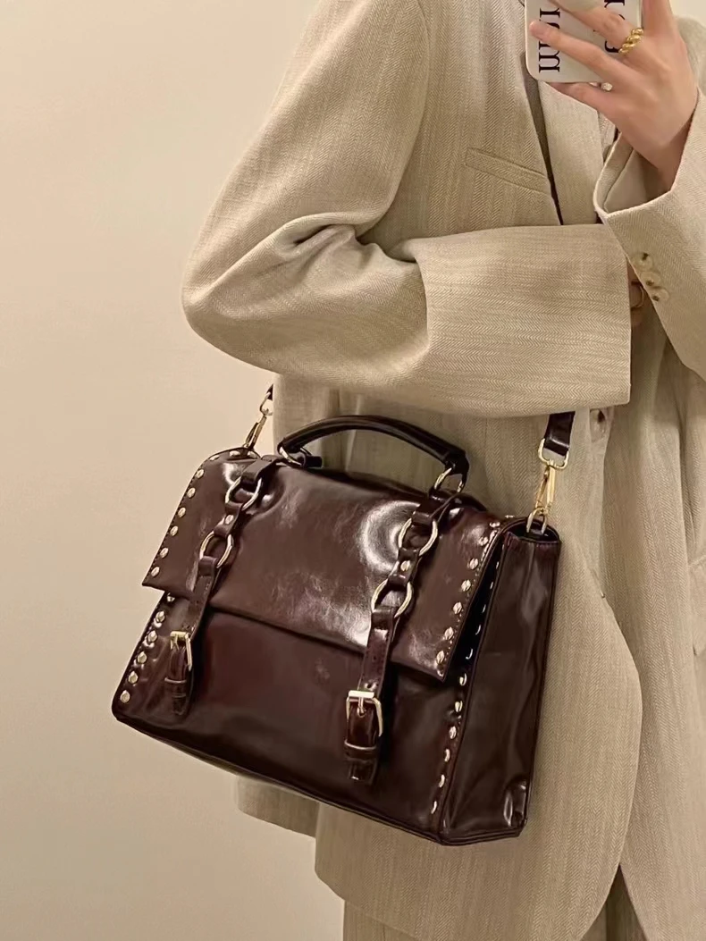 High Grade Women Man Fold Over Huge Capacity Campus Laptop Satchel Shoulder Purse Messenger Crossbody Bag