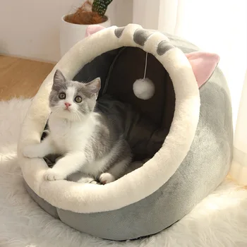 Pet Tent Cave Bed for Cats Small Dogs Self-Warming Cat Tent Bed Cat Hut Comfortable Pet Sleeping Bed Foldable Removable Washable 4