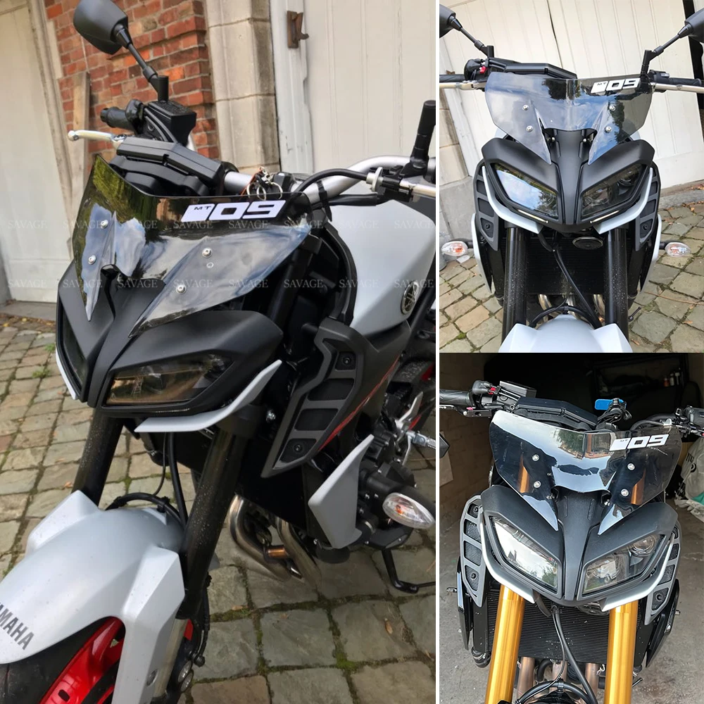 PtaTt Cupolino Parabrezza Per Yamaha MT-09/SP E FZ-09 2017-2020 – Deflettore In PC Traslucido, Colori Disponibili, Protezione Da Vento E Detriti